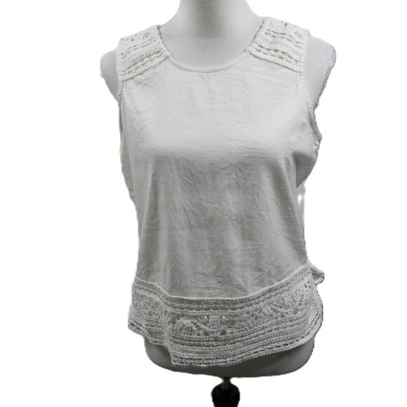 Simply Vera Vera Wang White Linen Blend Sleeveless Blouse Size Medium - Picture 1 of 4